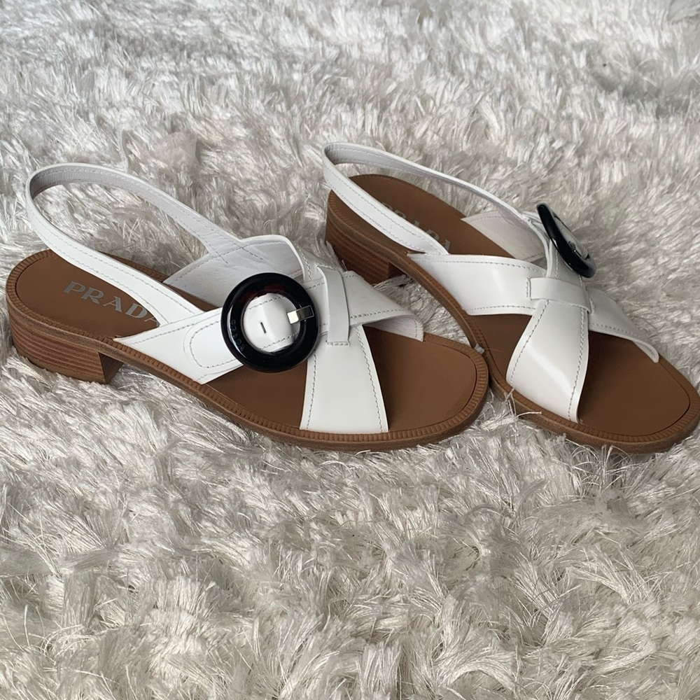 White Prada sandals